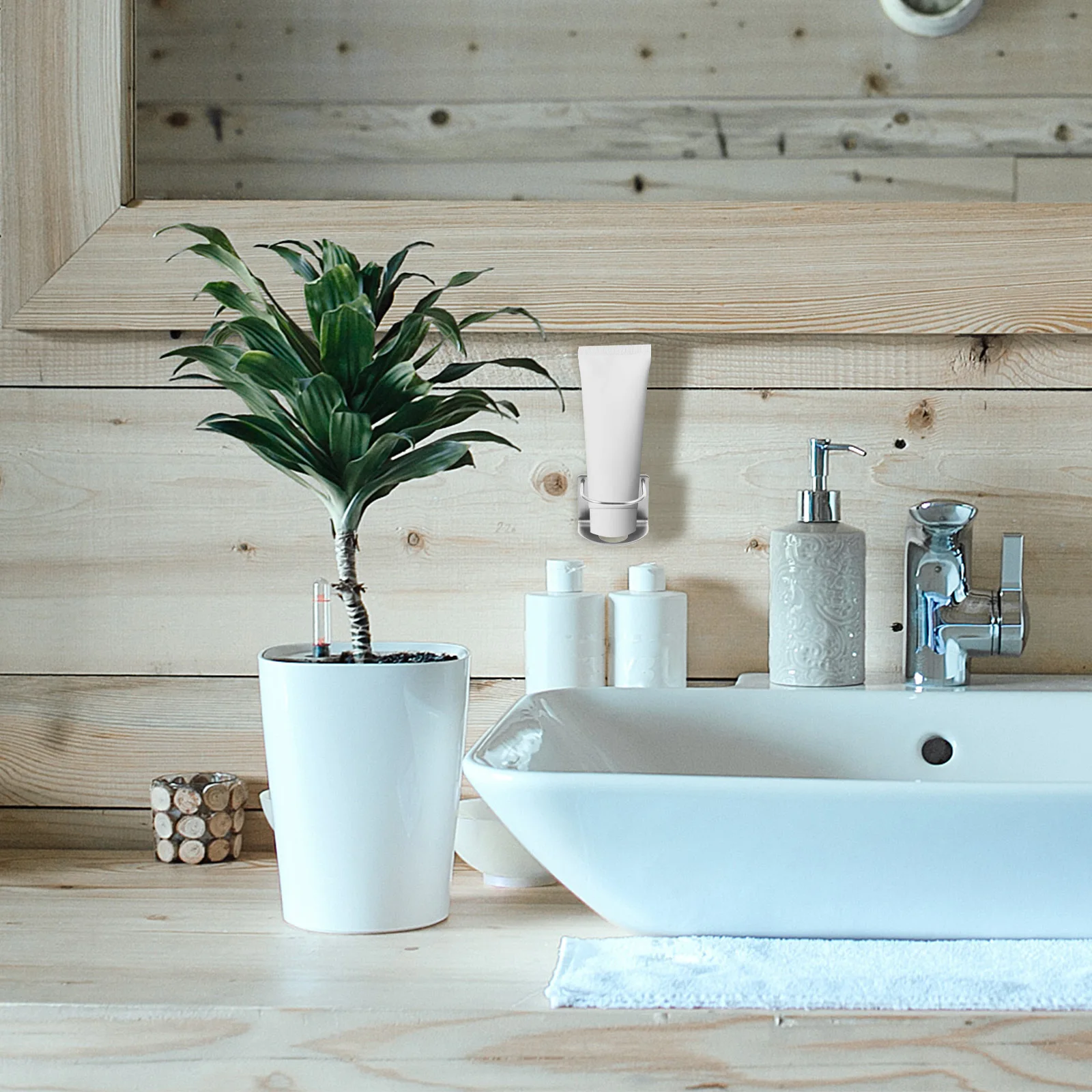 2Pcs Wall Stainless Steel Toothpaste Holder Adhesive Punch Free Rack Bathroom Storage Organizer Metal Toothpaste Shelf