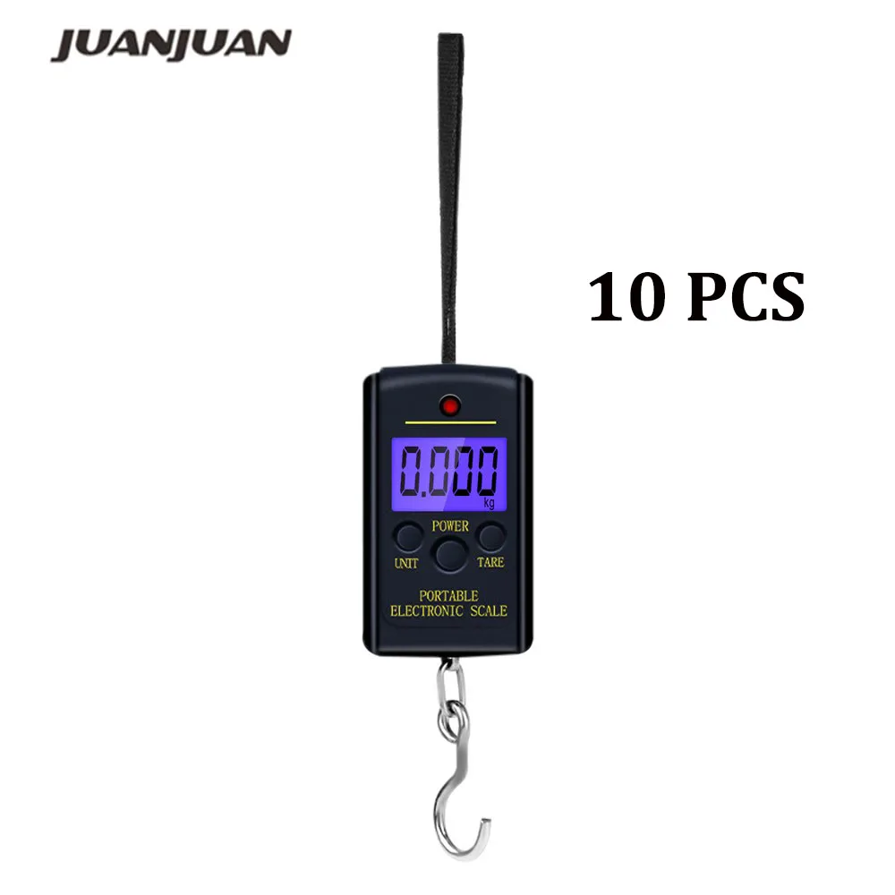 10Pcs/Set 40kg x 10g Portable Mini Electronic Digital Scale Hanging Fishing Luggage Pocket Weight Balance Steelyard Scales