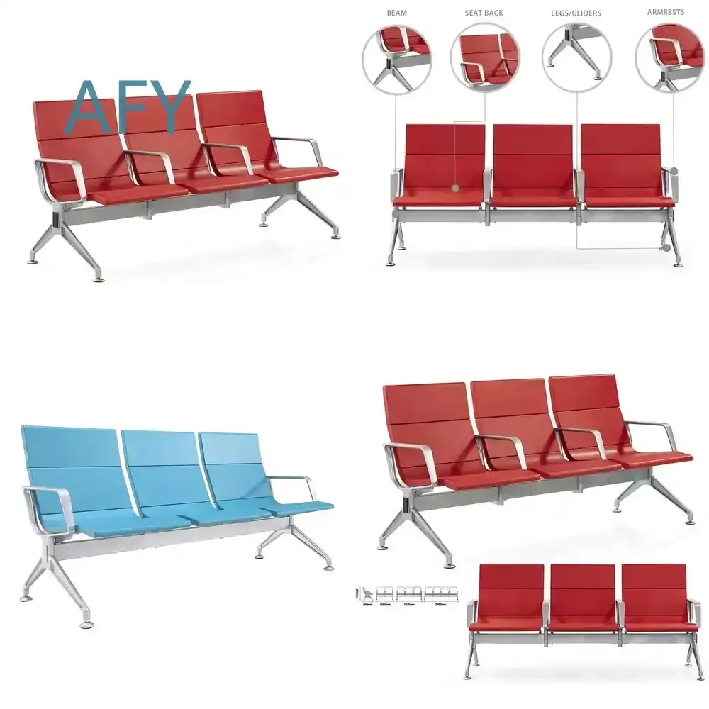 Hospital Stainless Steel Three Person Waiting Bench Chair Seat for Airport Seating Hospital Patient Chairs for Public Area