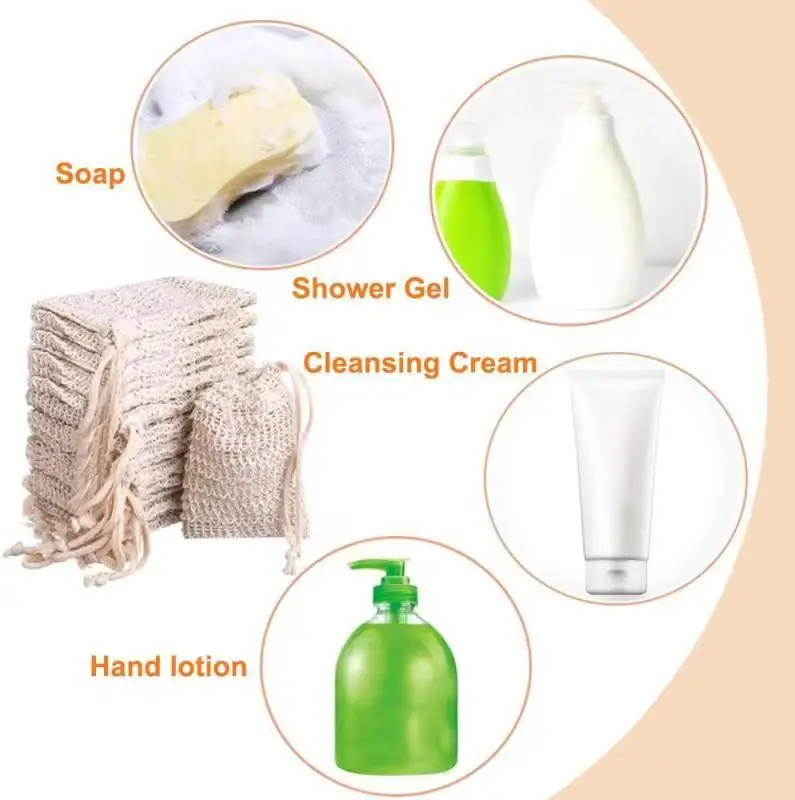 10 قطع من شبكة فقاعات الرباط المصنوعة يدويًا من القطن والكتان، كيس رغوي للصابون، شبكة رغوية لتنظيف الوجه #4