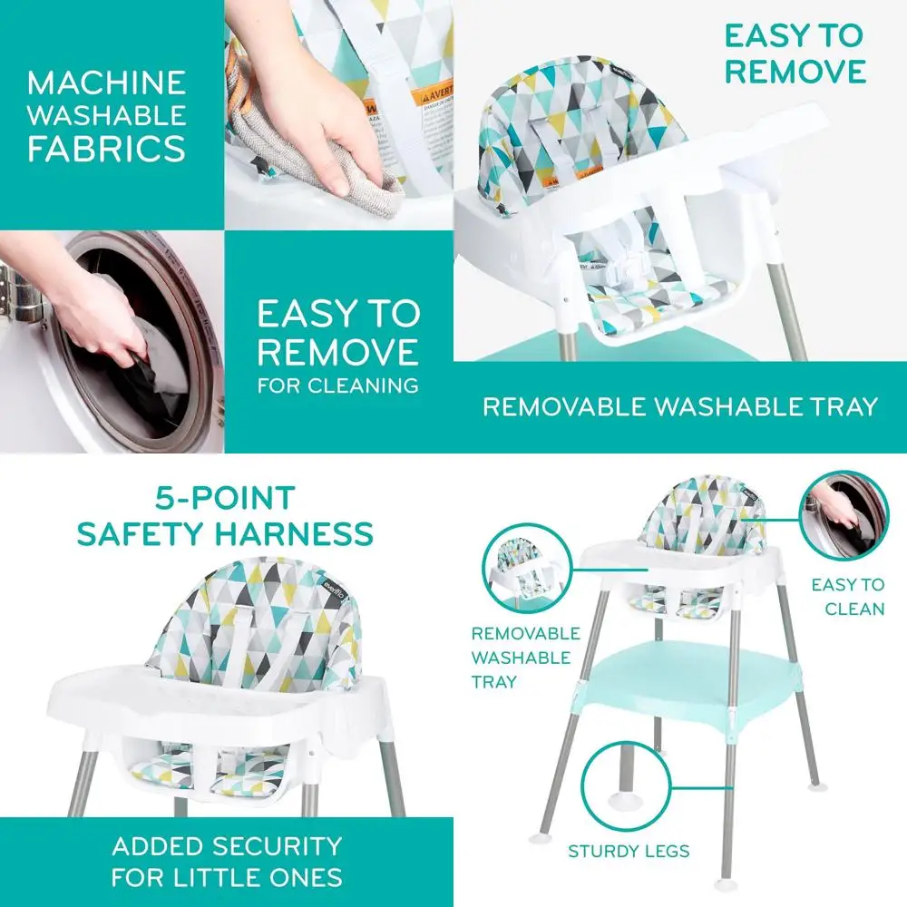 

Multifunctional 4-in-1 Star White High Chair for Dining and Growth