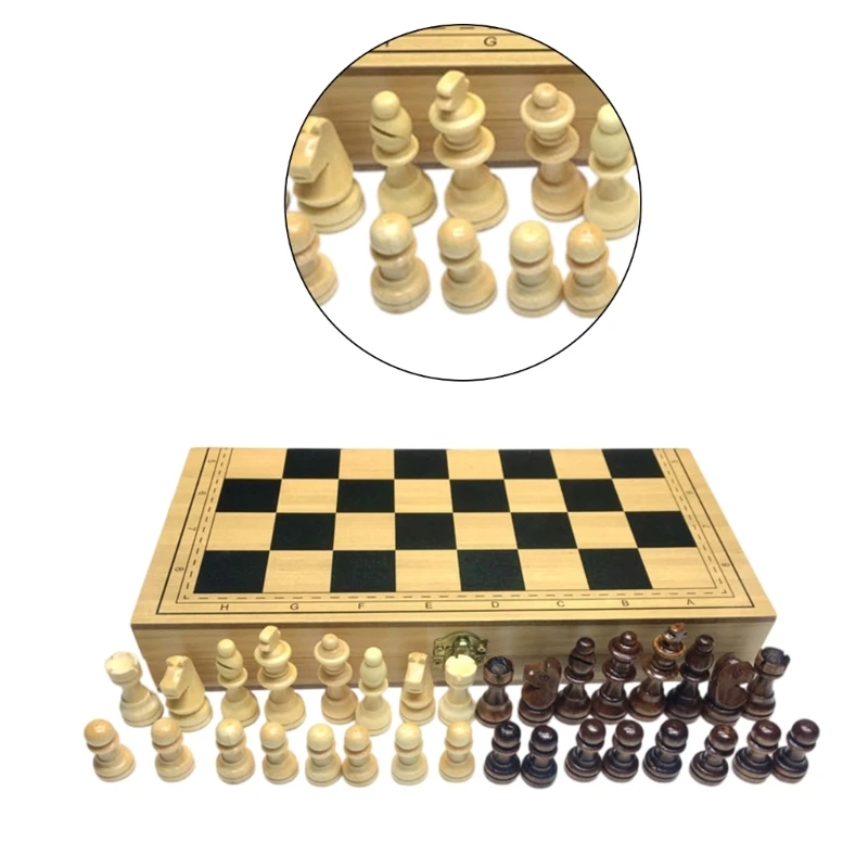 yunyun Educational Toy Strategy Game Chesspiece Set for Kid Adult Delicate Chess Set Folding Board Set Upgraded Wood Chess Set