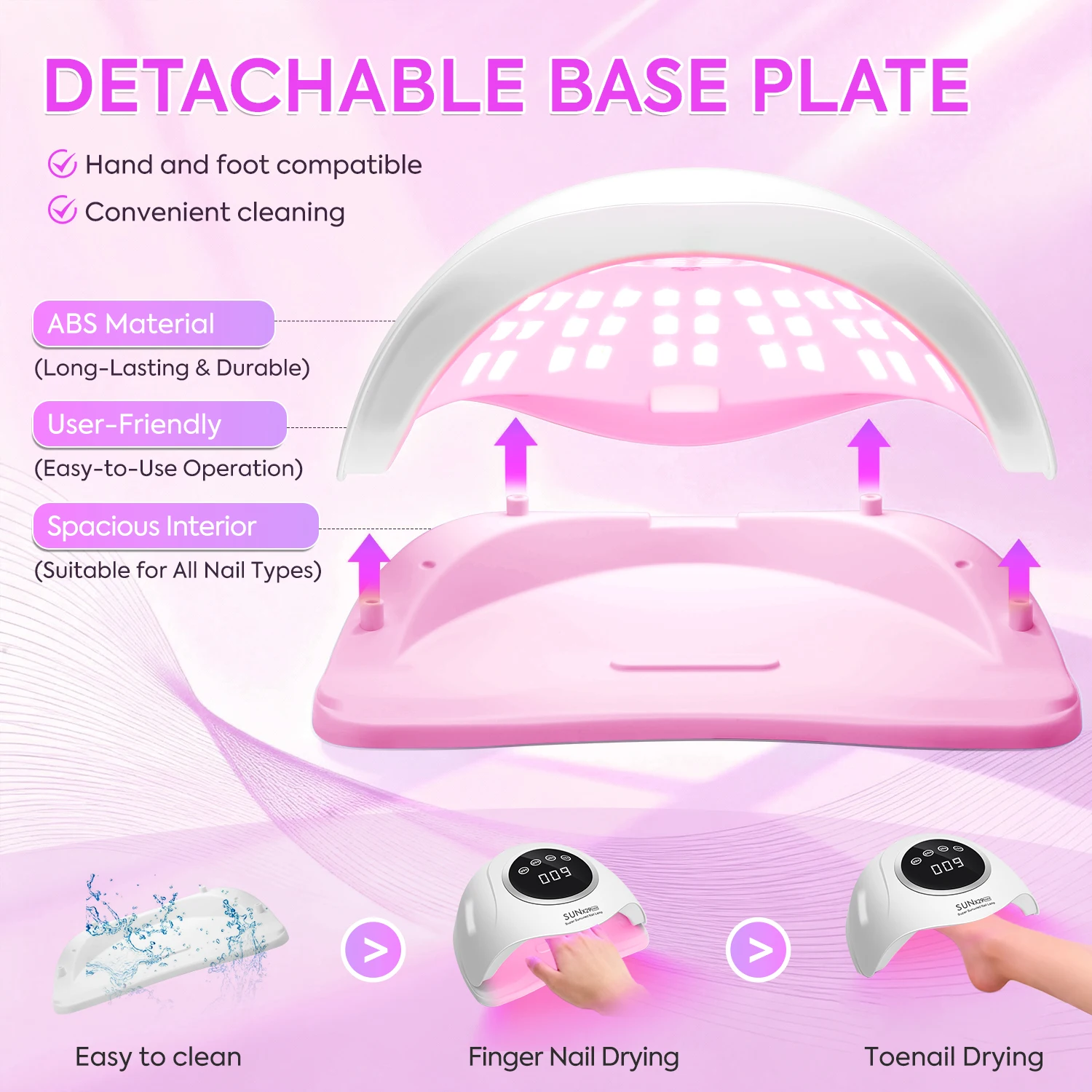 DianaBeauty Lampada per unghie UV professionale a LED da 380 W per smalto gel ad asciugatura rapida Lampada per asciugatura gel da 90 LED con 4 impostazioni timer