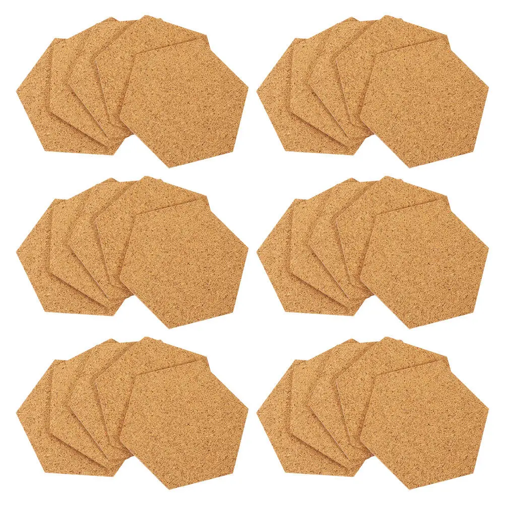 120Pcs Self-Adhesive Cork Mats 2Mm Thick Hexagon Bulletin Board Tiles for DIY Coasters Craft Projects Table Protection Sound