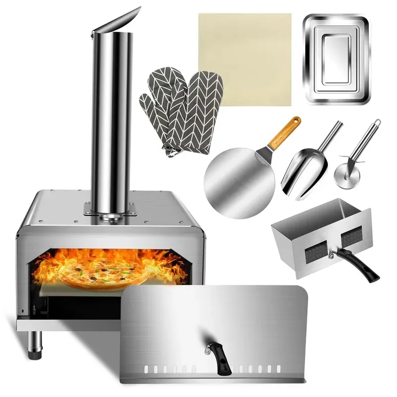 Portable Gas Pizza Oven Outdoor BBQ with Folding Feet and Spinning Stone for Family Party