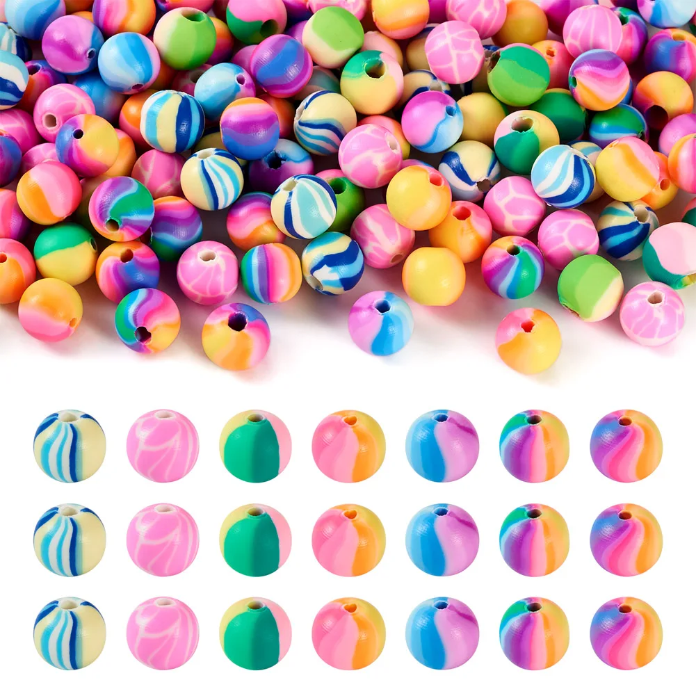 140Pcs Handmade Polymer Clay Beads Round 8mm Loose Spacer Beads for DIY Bracelet Necklace Accessories Craft Supplies