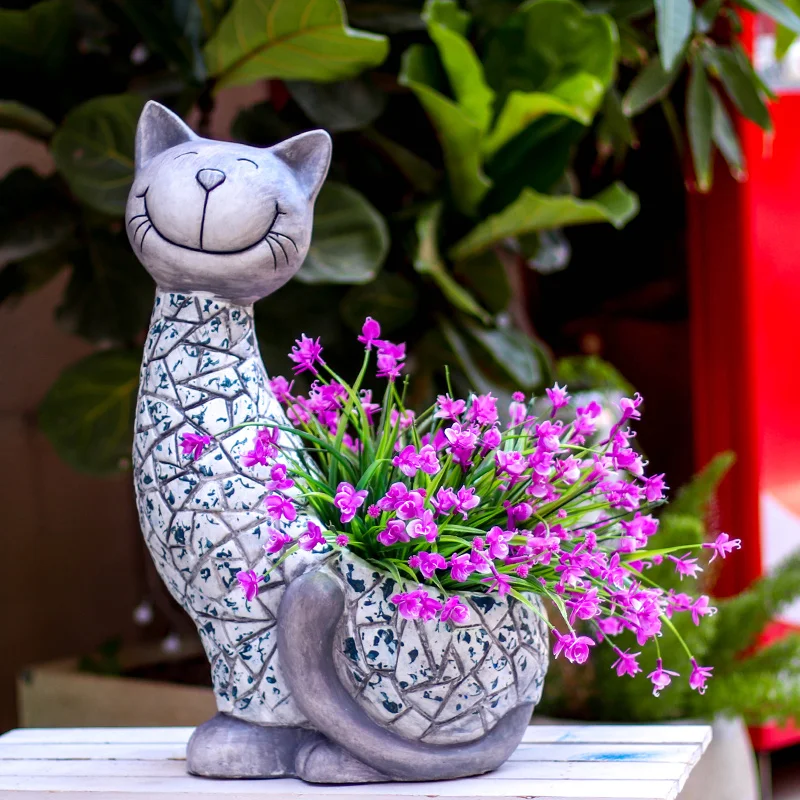 Cat Flower Pot Animal Modeling Landscaping Layout Balcony Outdoor Courtyard Garden Decoration Cute Terrace Decoration