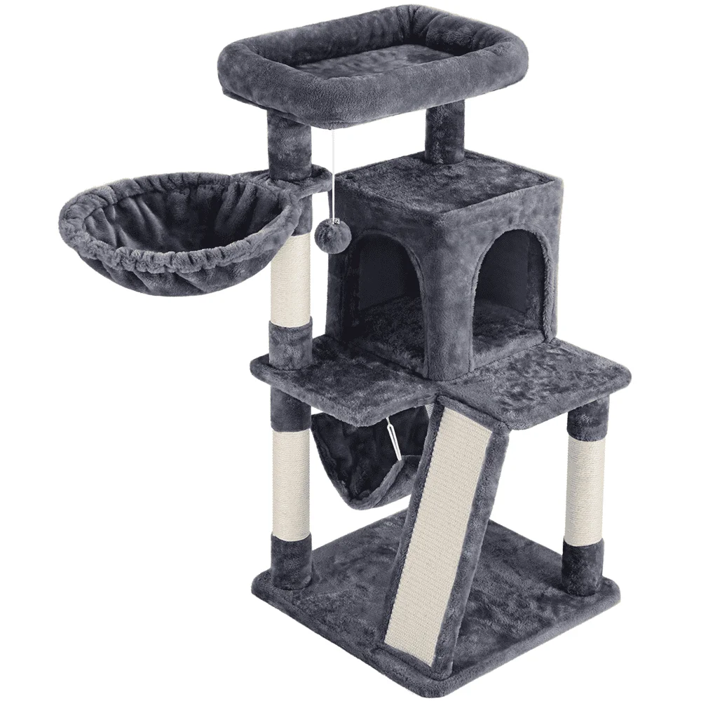 

Multi-Level Small Cat Tree Tower with Condo, Dark Gray