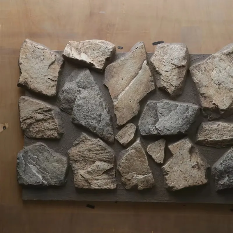 デザイン模造大型ボード壁パネル内外ポリウレタン石カバーパネル特性人造石