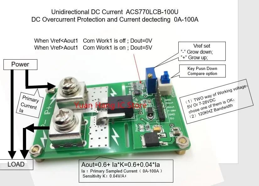 Unidirectional acs770lcb-100u acs770lcb-100 acs770lcb acs770 DC module  over current protection function Rang:0a-50a