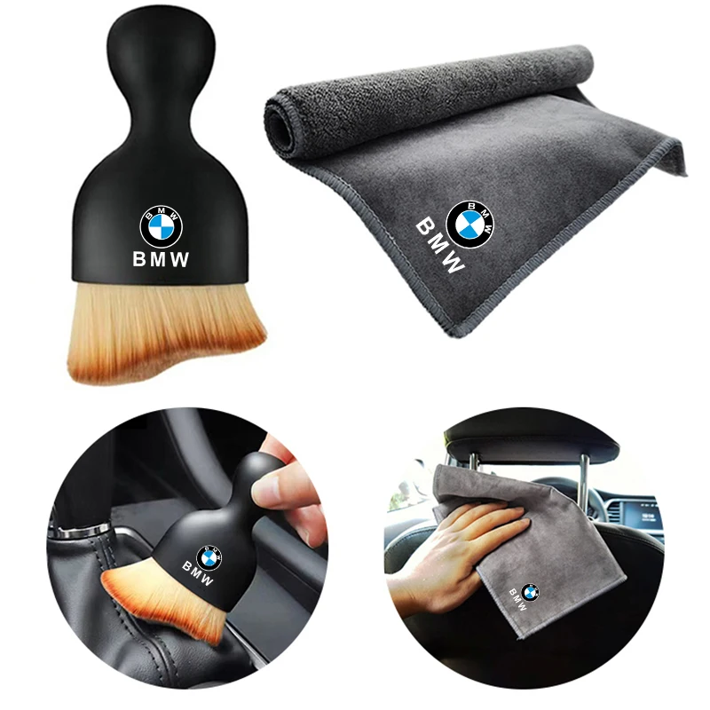 Car Double-Faced Towel Cleaning Drying Cloth With Duster Clean Brush Tool Car Part For BMW 1 2 3 Series M Power X1 X5 X6 F30 E90