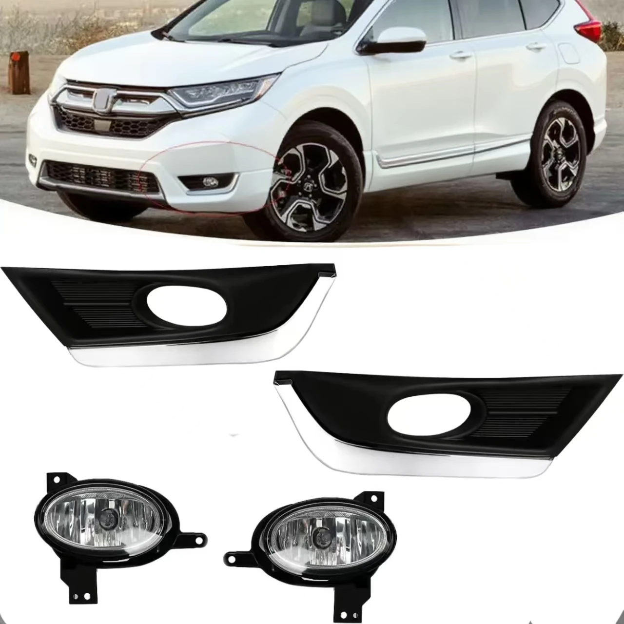

Fog Light Assembly For Honda CR-V 2017 2018 2019 2020 2021 2022 Car Front Bumper Running Drive Lamp With Wire Switch Chrome Trim