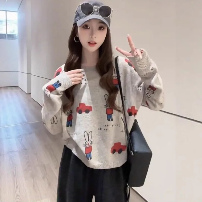 

Модный ленивый свитер, свитер, осенне-зимний новый свободный низ с рисунком кролика