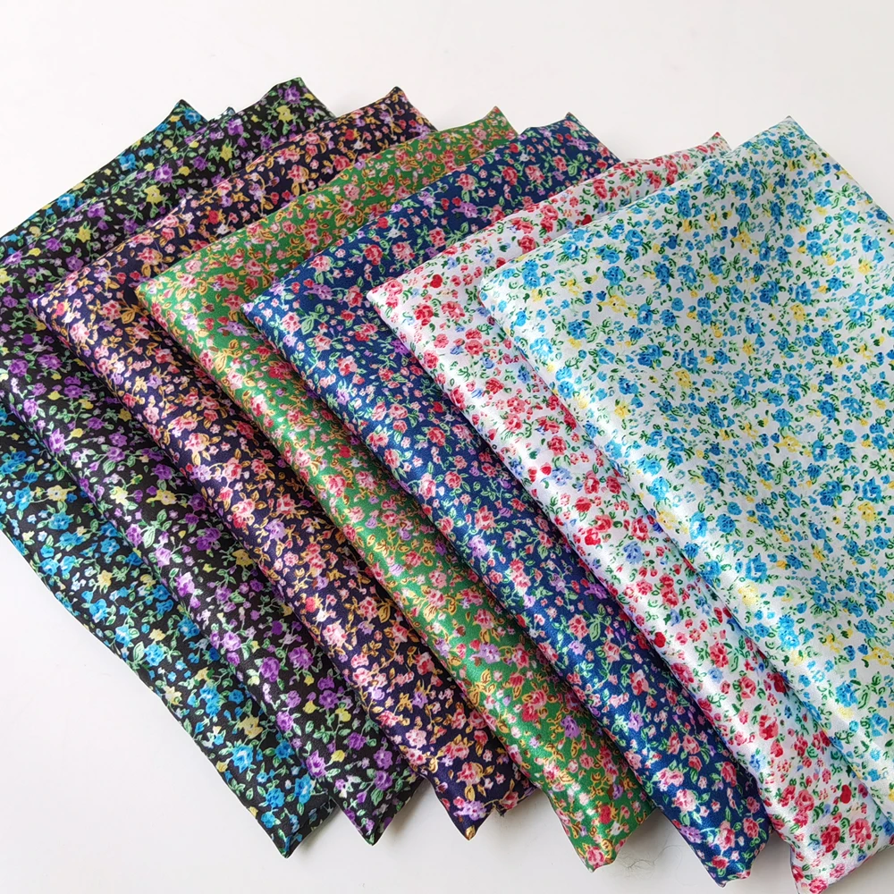 1 meter X 1.48 meter Little Floral Satin Fabric Lining Scarf Material Silky Charmeuse