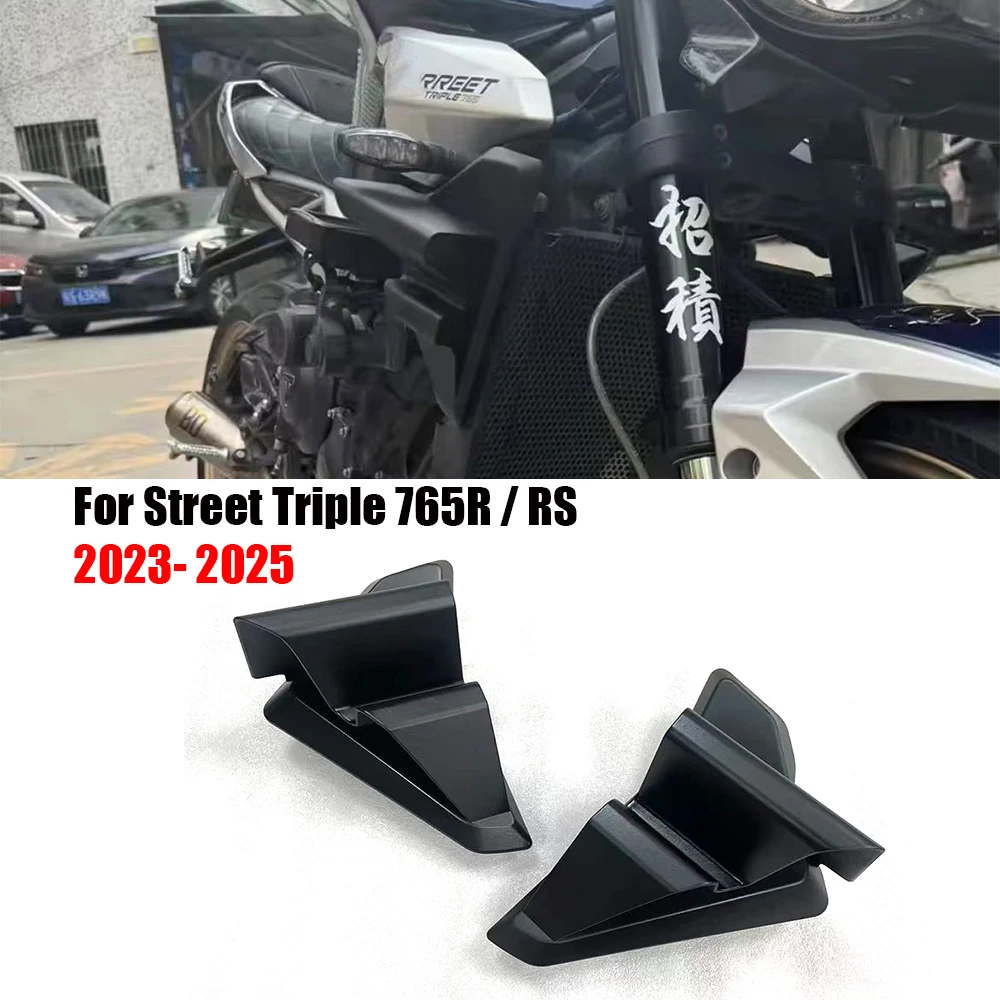 

For Triumph Street Triple 765R / RS 2023 2024 2025 Motorcycle Front Side Spoiler Winglet Aerodynamic Wing ABS Black Spoilers Kit
