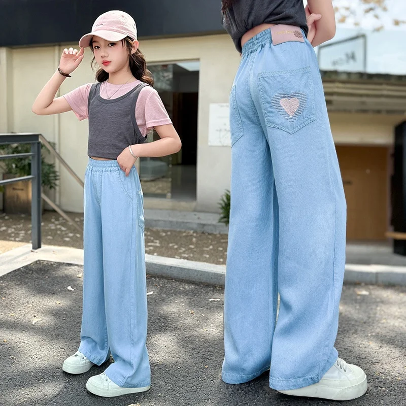 الفتيات الصيف الحب المطرزة الدينيم السراويل الضوء الأزرق صغار الصيف السراويل الجديدة للأطفال السراويل المضادة للبعوض