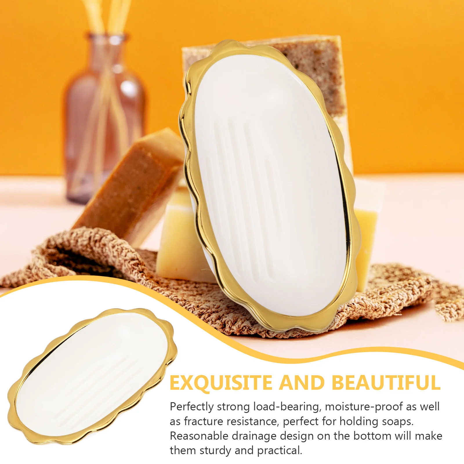 

Delicate Ceramic Soap Dish Modern Soap Tray High Quality Material Strong Load Bearing Resistance Quick Drying Function