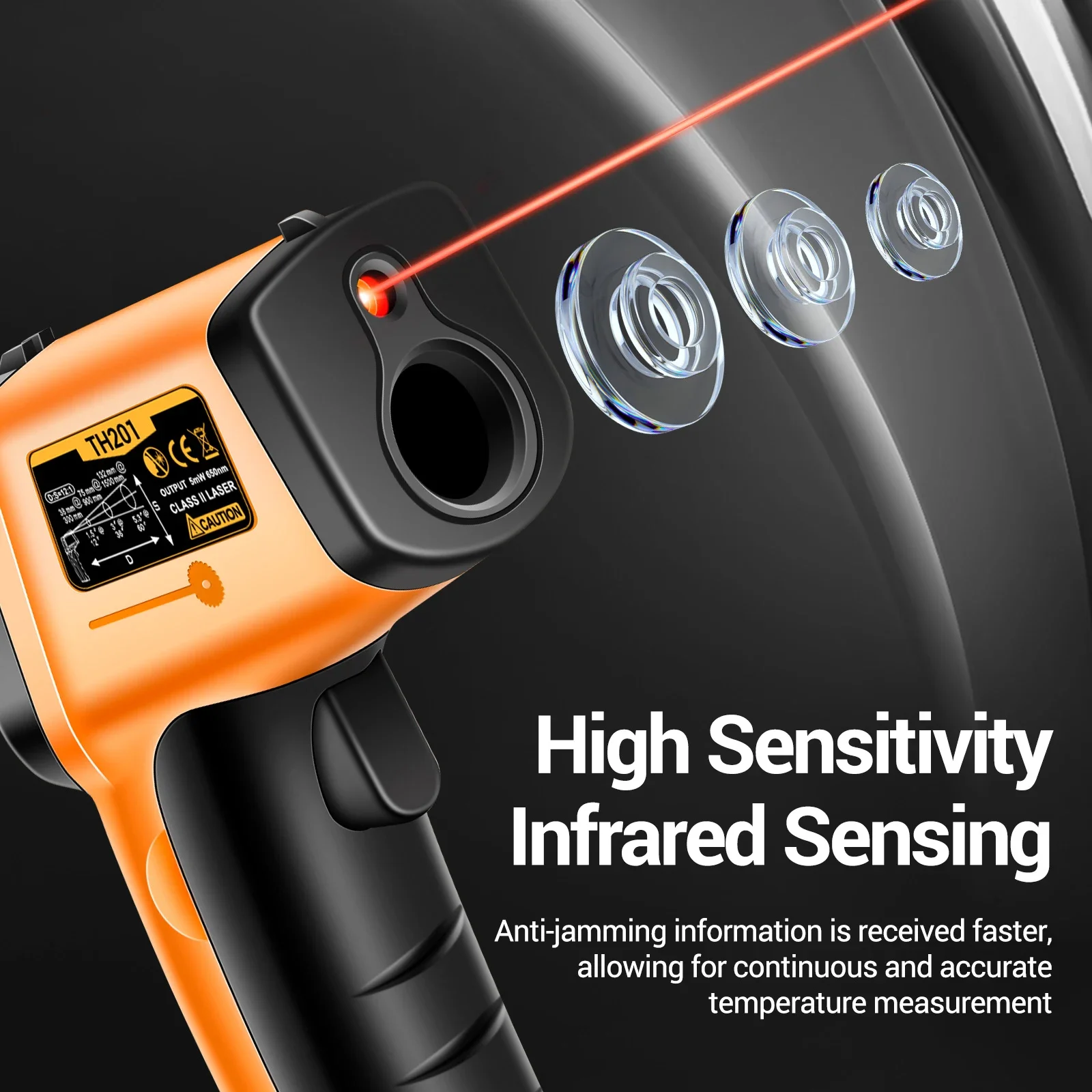 -50℃~400℃ Non-Contact Infrared Thermometer IR Laser Thermometer Handheld Digital Temperature Tester Industrial Thermometer TH201