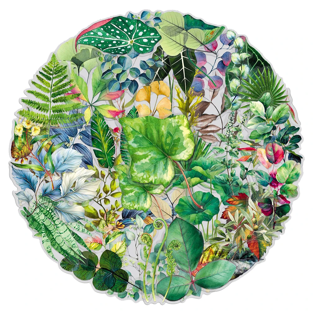 

10/30/50pcs Cute Green Plant Leaves Graffiti Stickers Transparent Decoration Decal for Notebook Guitar Scrapbook Cartoon Sticker