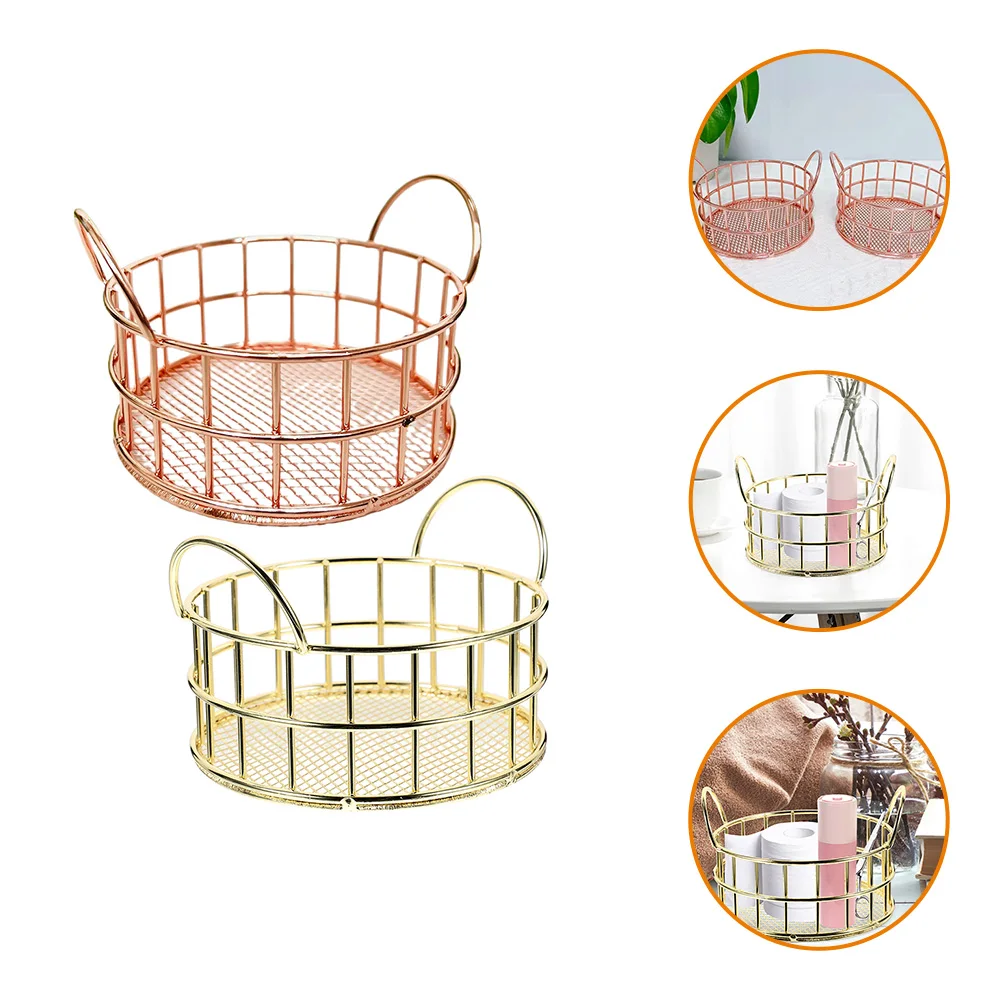 

2Pcs Cat Ear Small Metal Storage Basket Desk Organizer for Home Office Living Room Desktop Fruit Snack Makeup Holder