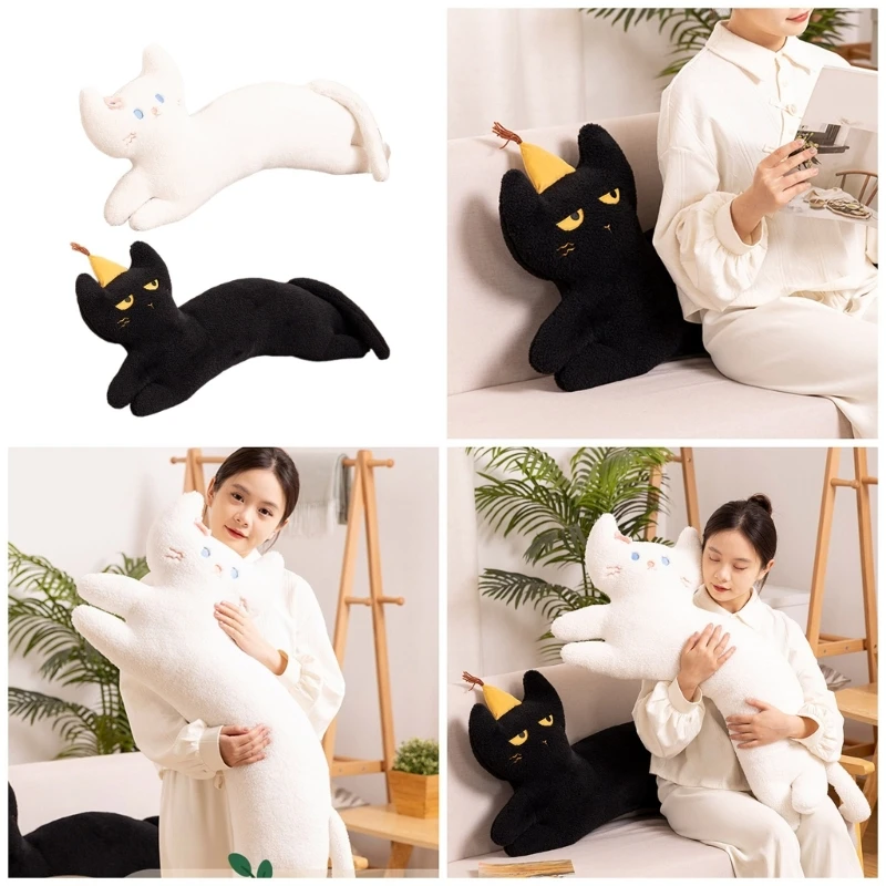 Long Pillow Lovely Cat Plushie Huggable Pillow Cushion for Sleeping and Cuddling Toy Sofa Decorations Throw Pillows B03E