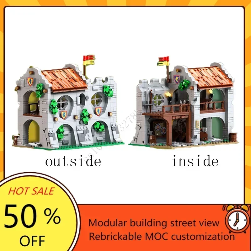 

868 деталей MOC: Средневековый замок, модульная модель-конструктор, технический набор для самостоятельной сборки, игрушка для техно-любителей, праздничный подарок