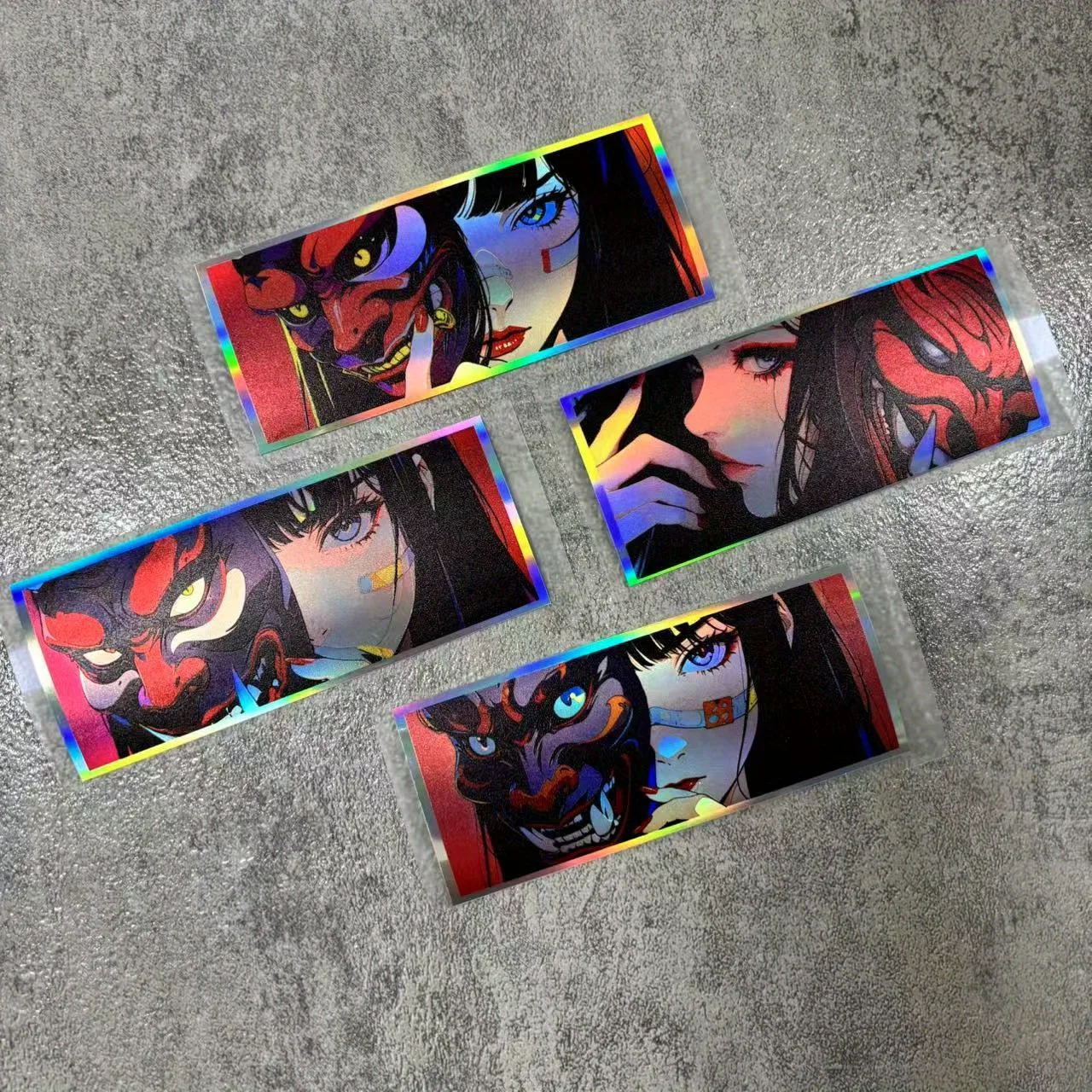 

Japanese Oni Girl JDM Sticker PVC Scratch Resistant Red Blue Glossy for Car