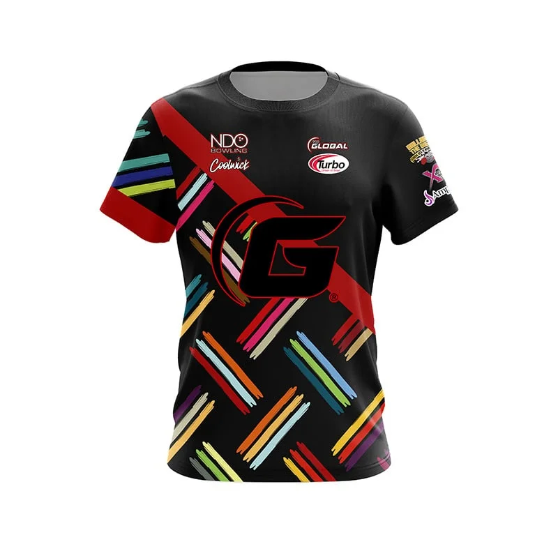 New Men Global G Green Dot Gradient Bowling Jersey Short Sleeve Performance Sports Tee Pro Bowler Fan Casual Streetwear Top