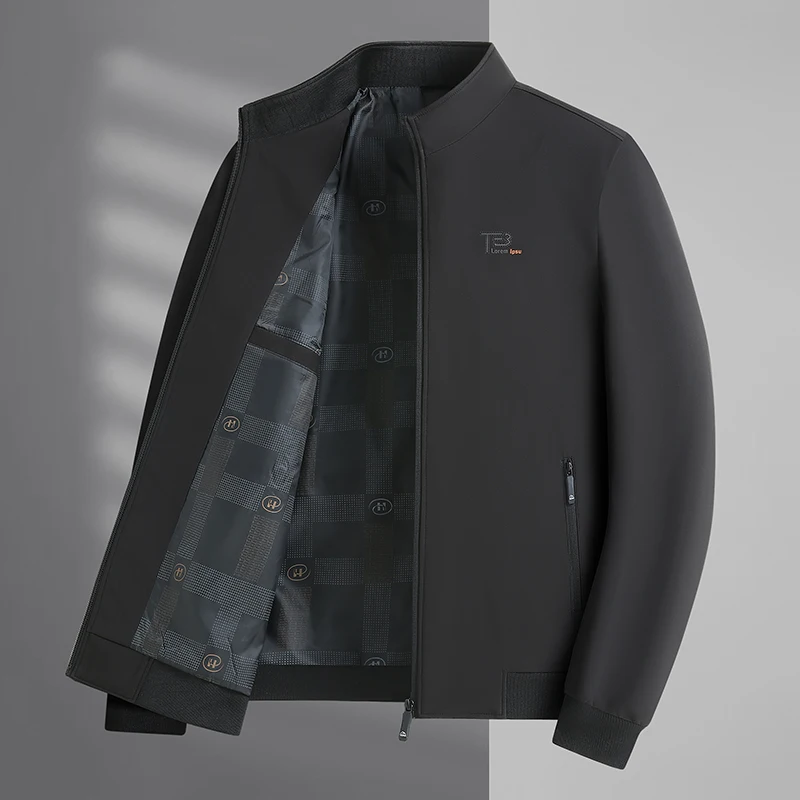 

Outdoor Fashionable Business Solid Color Sports Versatile Stand-up Collar Dad Casual Jacket for Middle-aged and Elderly People