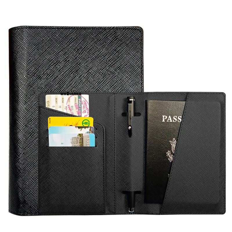 Portefeuille de voyage multifonctionnel, porte-passeport, sac de rangement pour documents de voyage, insertion de stylo, couverture de passeport multi-cartes, étui d'évaluation