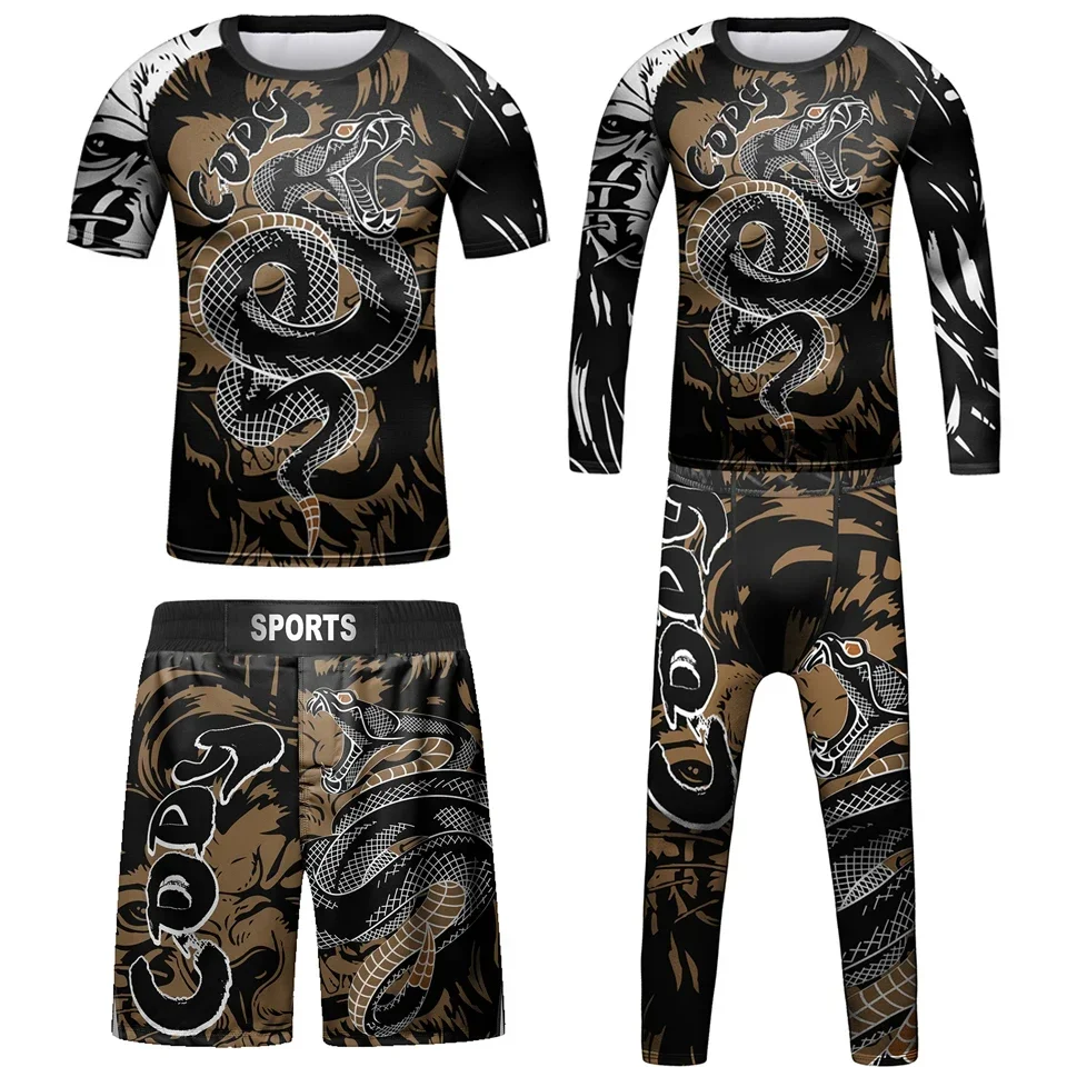 Kids MMA BJJ Shirt Pants Set Jiu Jitsu Rashguard Boxing Shorts Running Suit Children Boy Kickboxing Jerseys Muay Thai Sportswear