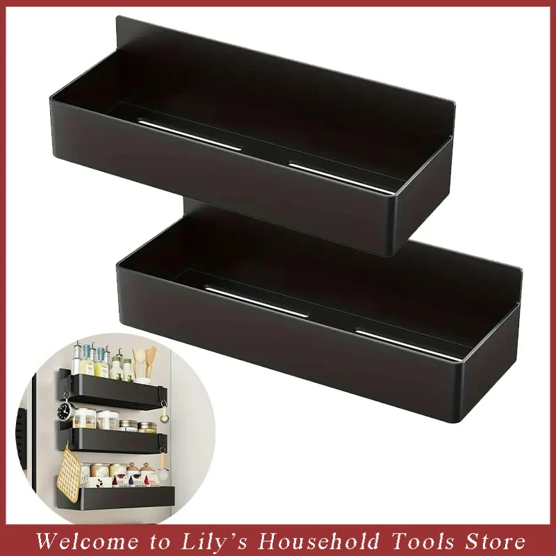 

2pcs Magnetic Storage Shelf Household Kitchen Refrigerator Hanging Rack Washing Machine Side Spice Bottle Holder for Kitchen