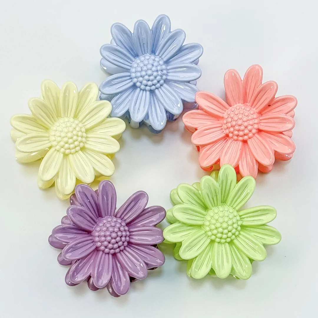 2/5PCS Girls Sun Flower Hair Claw Clips Women Beach Vacation Bohemia 1.7inch Floral Hair Claw Hairpin Girls Hair Accessories