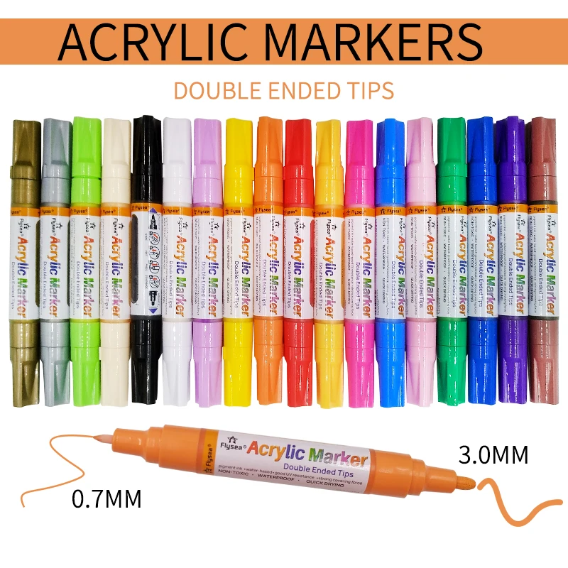 0.7-3mm Double-headed Graffiti Art Marker Waterproof Small Vivid Acrylic Paint Pen