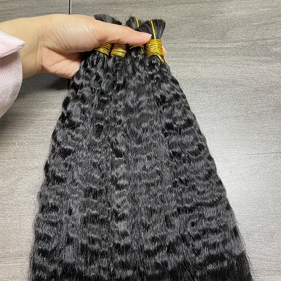 Natural Kinky Straight Hair For Braiding No Weft Indian Hair Bulk 100% Human Hair Unprocessed Remy Hair Extension 22 24 26Inch