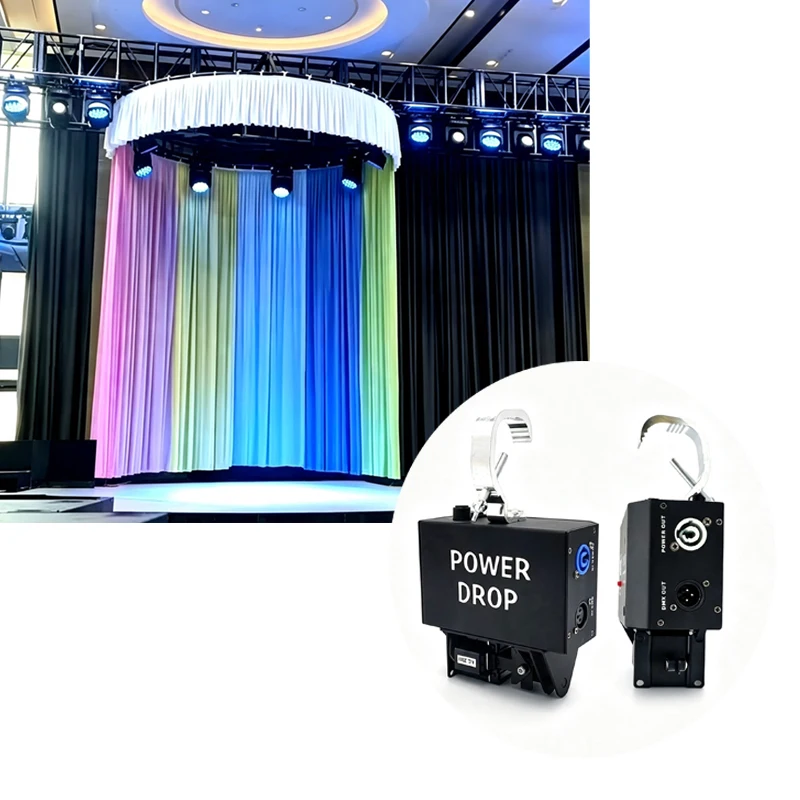 2 Sets Power Drop System 100W Stage Curtain Release DMX512 Remote Control for Theatre Wedding Events