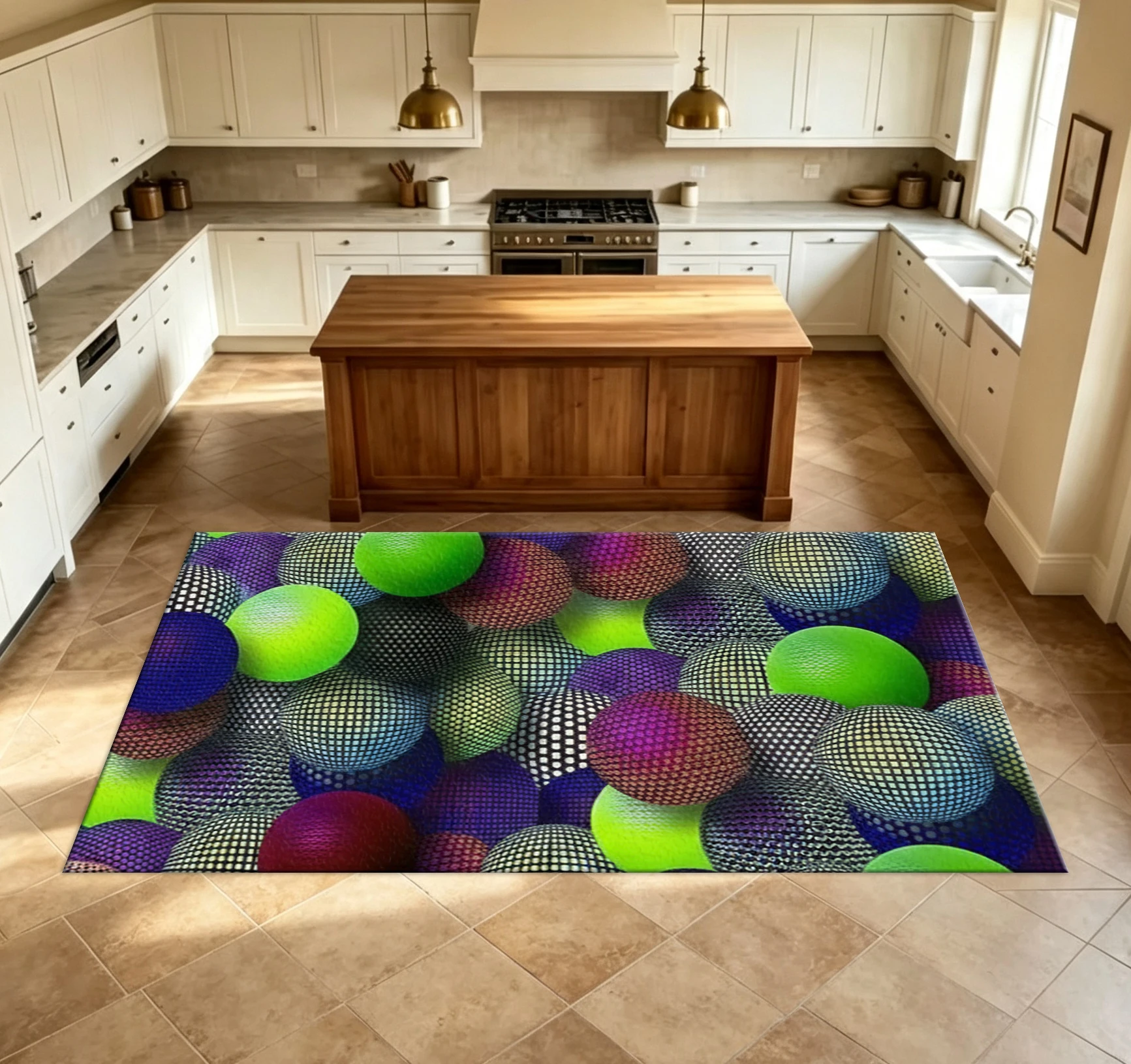3D Colorful Dimensional Ball Pattern Carpet Flooring Vibrant Multicolor Grid Sphere Modern Creative Home Decor Carpet For House