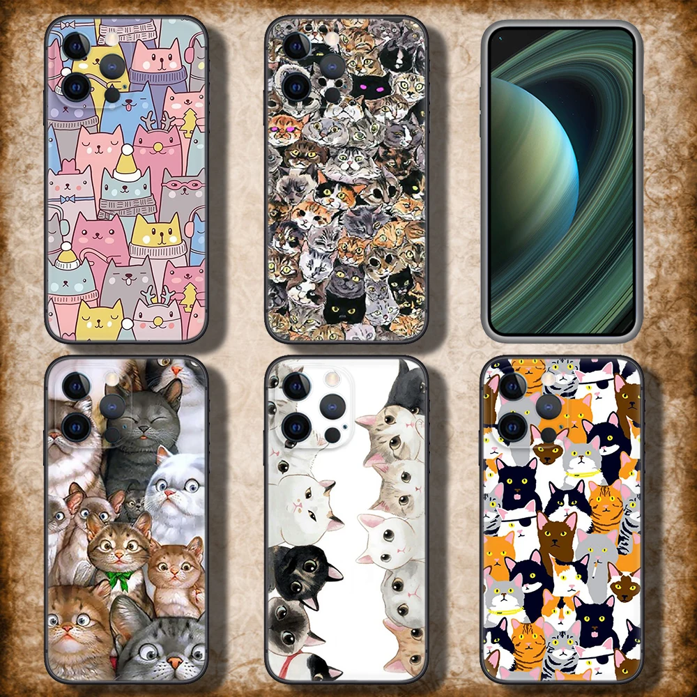 61LM Retro cat Soft Case for Samsung A03 A50 A51 A52 A53 A6 A7 A8 Plus A9 A70 A71 A72 A73 A81 A82 A91 M20 M30 M30S M51