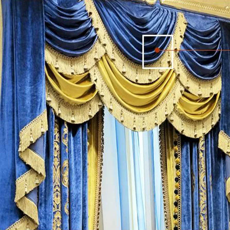 Imagem -02 - Cortinas de Luxo para Sala Persianas Blue Shades Grossa as Cortinas King Porta Cortinas para o Quarto Window Curtain Designs