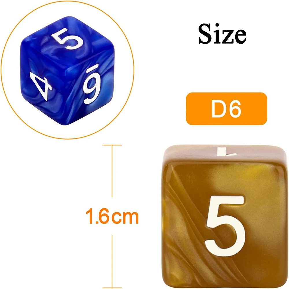 6 Sided Multi-Side Dice Set (100/75/25/7Pcs) Random Color DND Polyhedral Square Corner 16mm RPG Role Playing Table Board Games