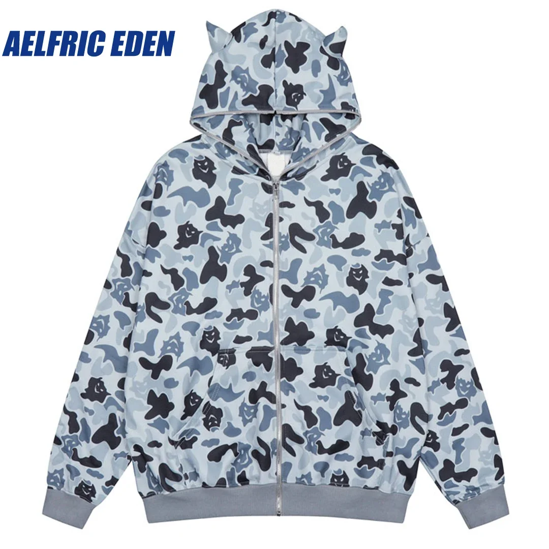 

Aelfric Eden Ghost Camouflage Zipper Hoodie Harajuku Zip Up Y2K Hoodie Sweatshirt Coat Grunge Hip Hop Jacket 2023 Loose Tops