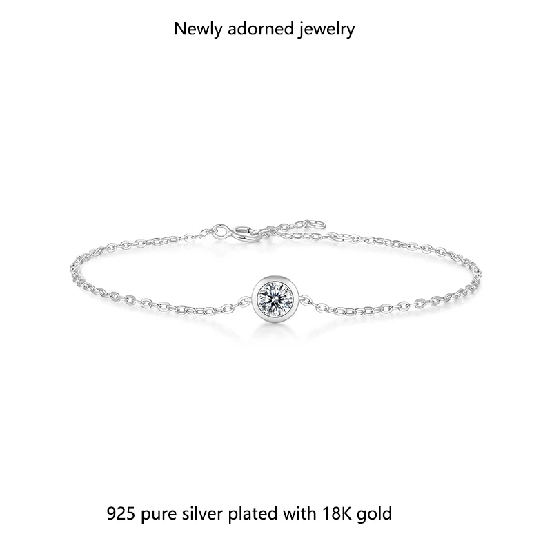 

Fashionable and versatile S925 silver 0.5CT moissanite bracelet, minimalist and classic tassel accessory, round bag bubble brace
