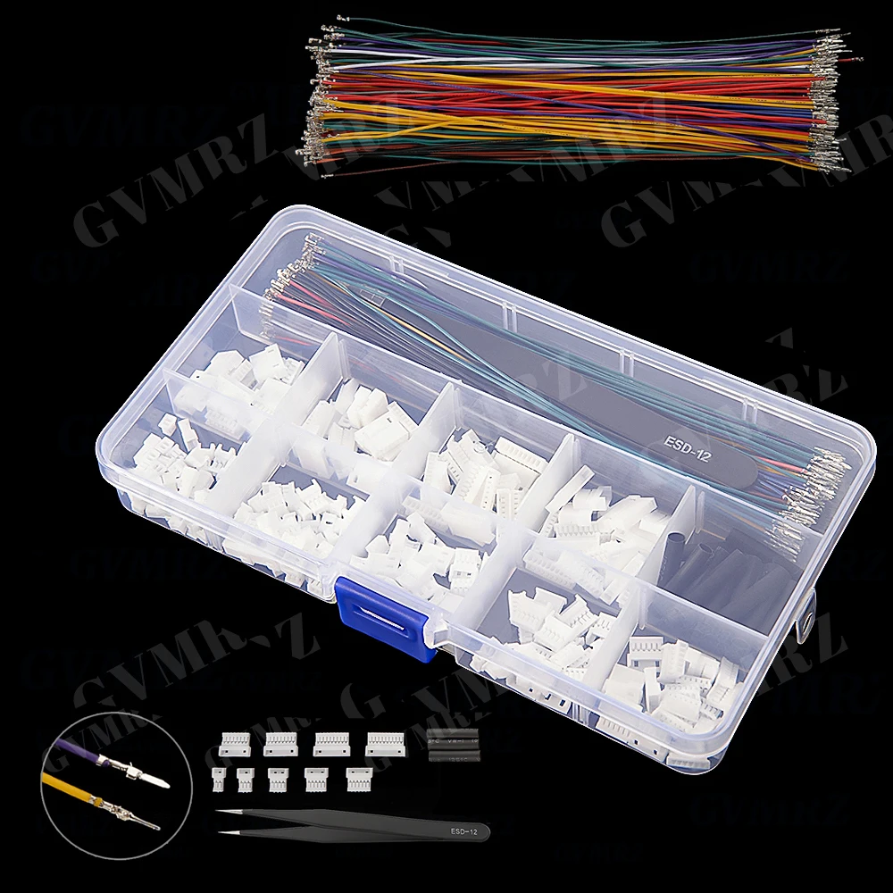 MX1.25MM Connector Sample Kit Male & Female Shells 2P/3P/4P/5P, Terminal Wires, Tweezers, Heat - Shrink Tubing 6P/7P/8P/9P/10P