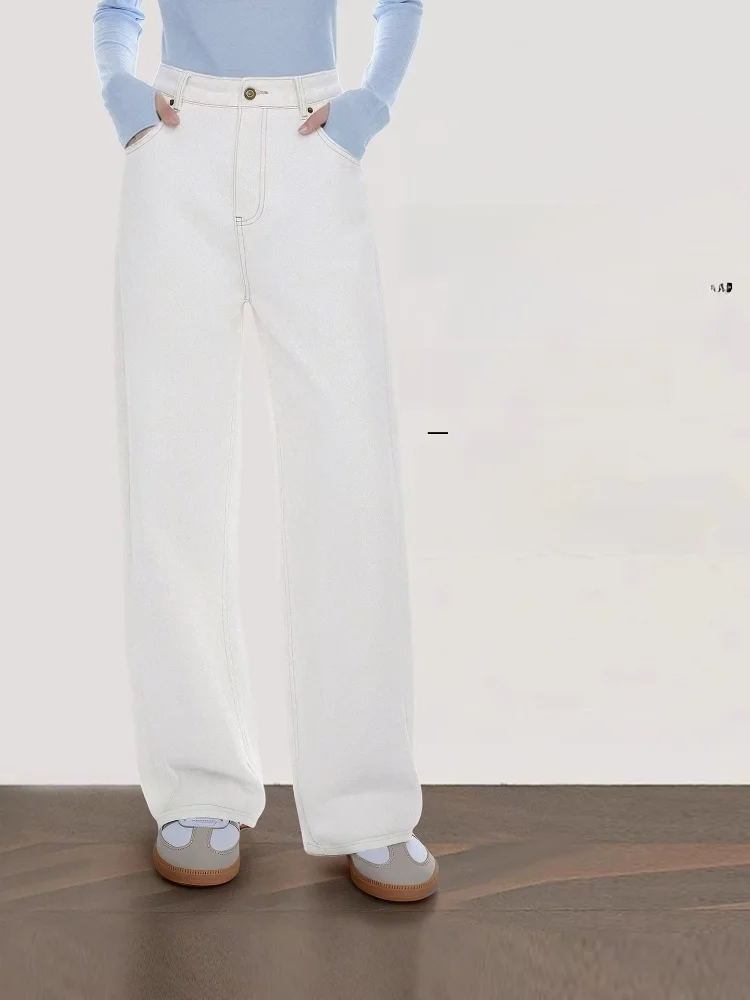

Джинсы Cloud Life Narrow Version Knife Pants из хлопка с диагональным белым узором, весенние повседневные женские джинсы прямого кроя