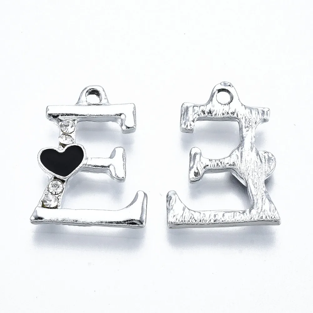 5Pcs Letter E Alloy Enamel Pendants Capital Letter with Rhinestone Jewelry Making Charms Jewelry Findings for Women Elegant