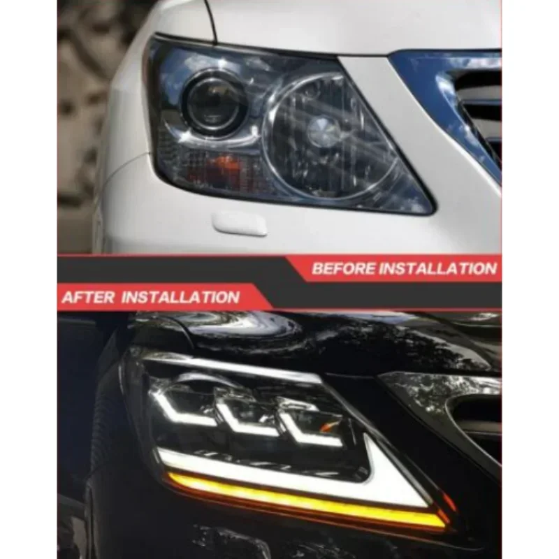 Lampu depan LED untuk Lexus LX570, 2008-2015 Upgrade lampu depan DRL