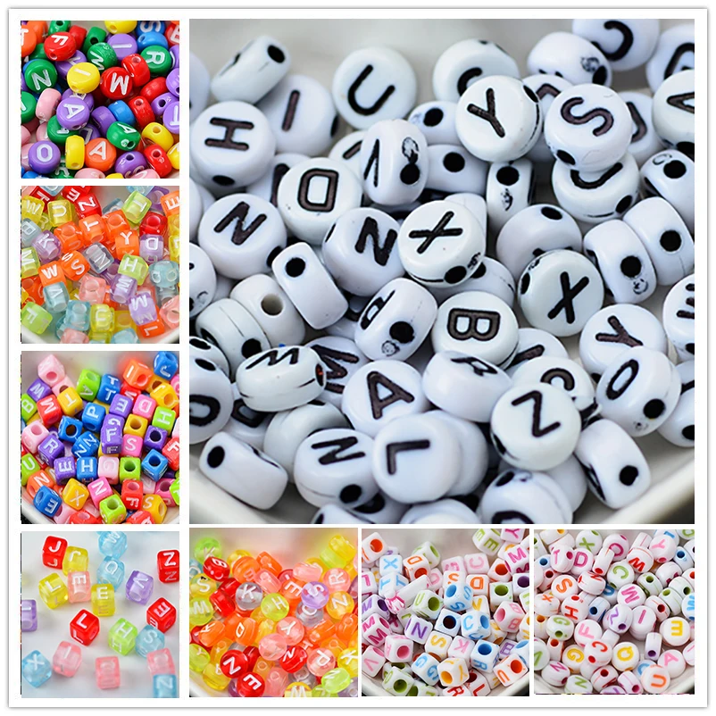 

100 шт. акриловых бусин с буквами, разноцветные подушечки из бисера ручной работы, ювелирные изделия, браслеты, аксессуары для производства своими руками