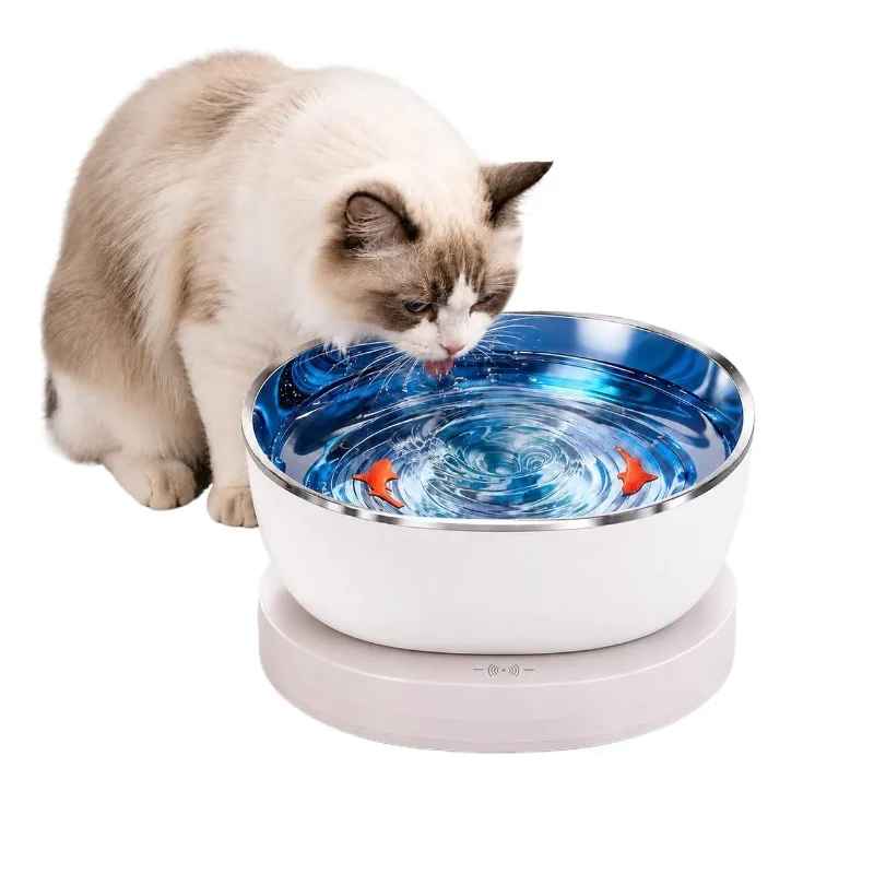 Pet living water suspension bowl cat circulation flow wireless silent smart water dispenser