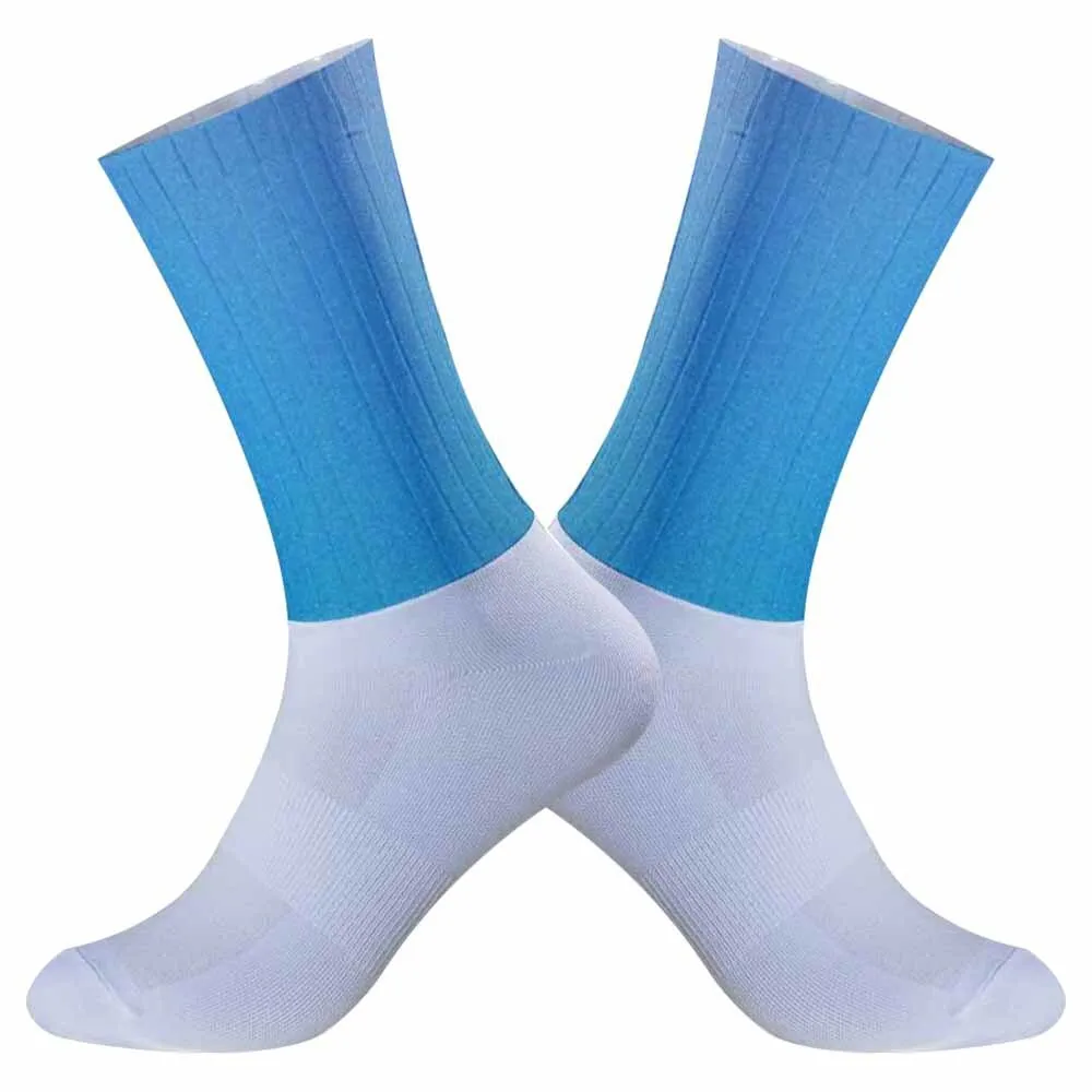 2024 New Cycling Socks Bicycle Socks Blue purple patterned socks Compression Non Slip Hiking Runing Socks