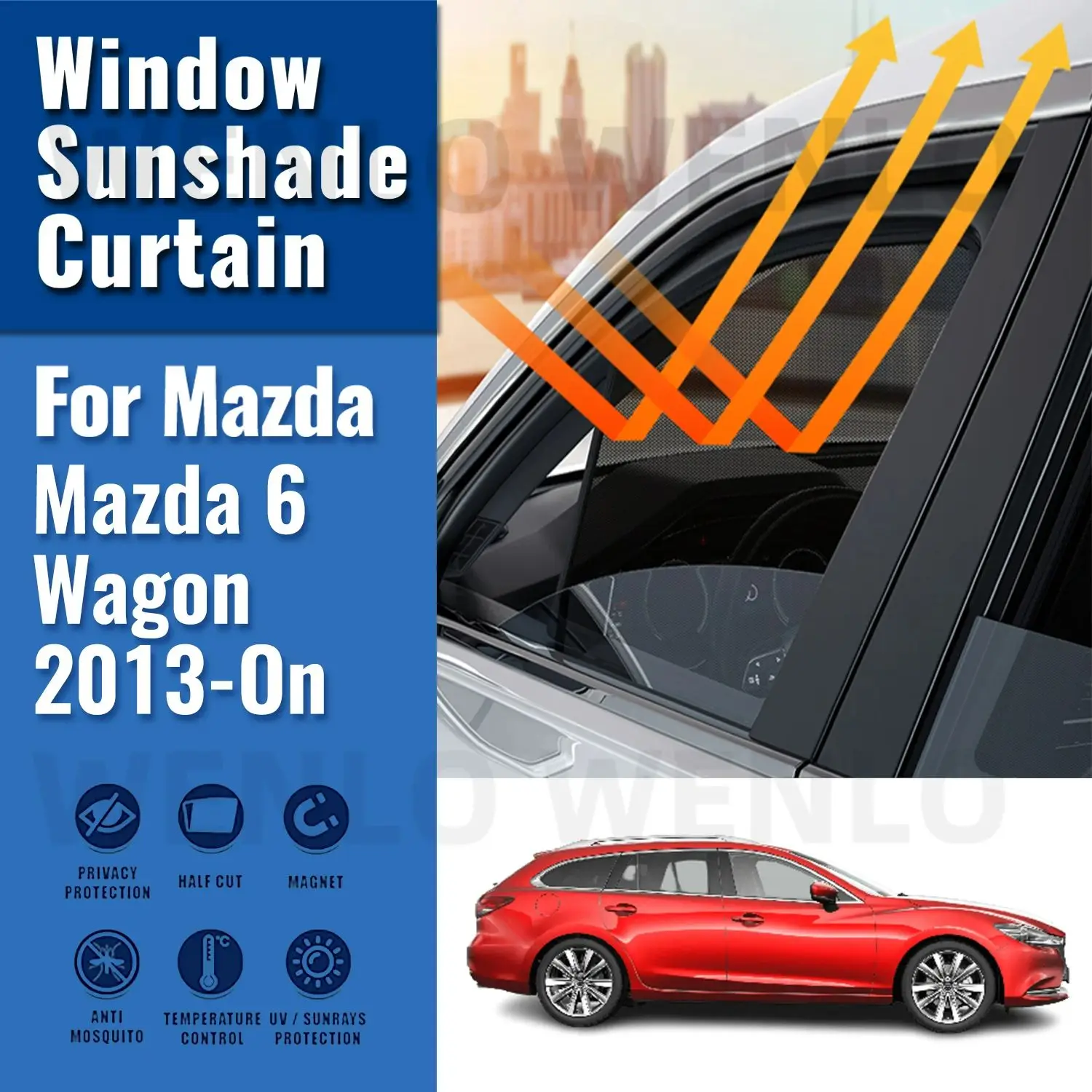 

For Mazda 6 Touring WAGON 2013-2023 Mazda6 Magnetic Car Sunshade Shield Front Windshield Curtain Rear Side Baby Window Sun Shade